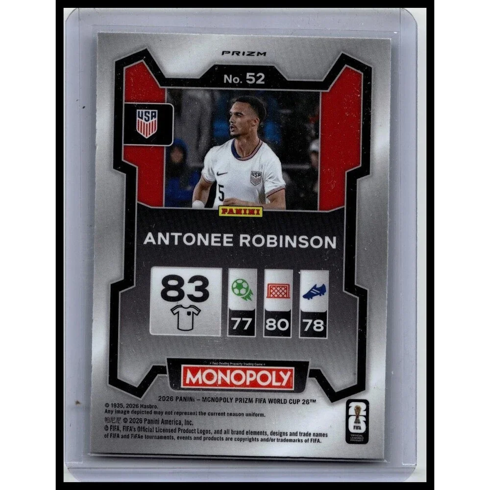 2026Panini Prizm FIFA WorldCup Monopoly Antonee Robinson Hat Trick Mojo SSP